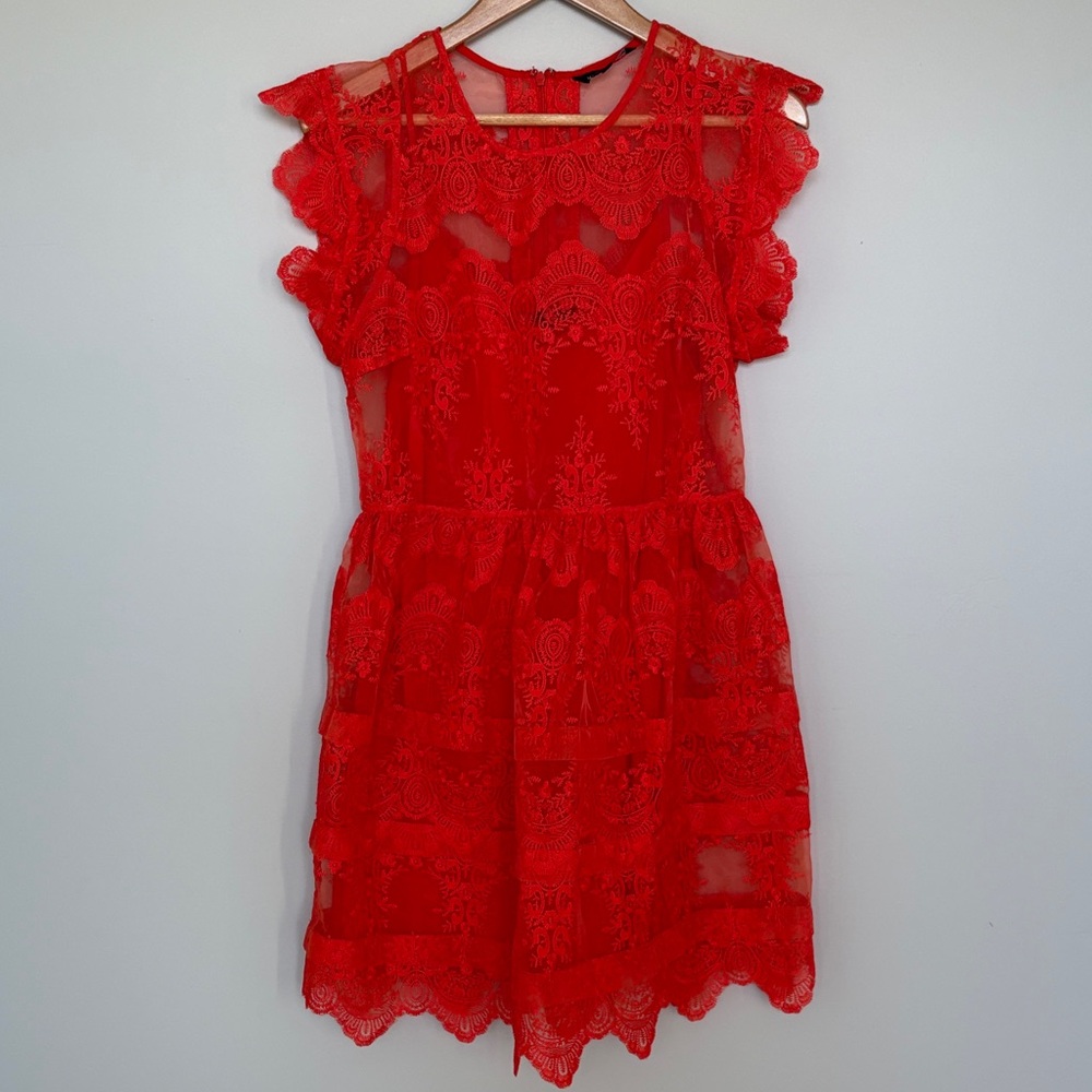 Marissa Webb Scarlet Lace Accent Top